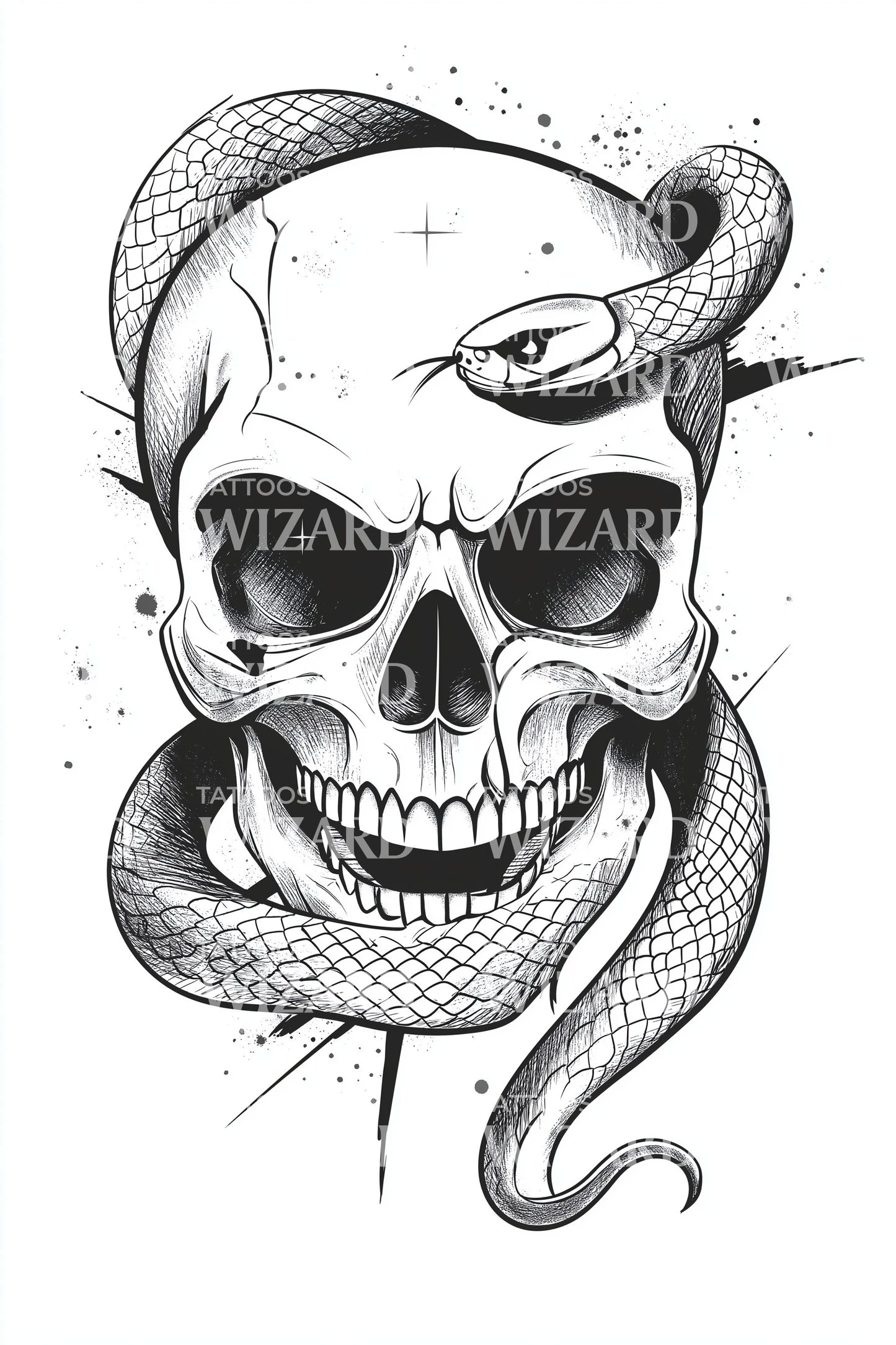 Skull and Snake Tattoo Design