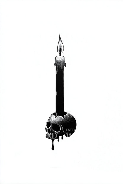 Diseño de tatuaje de vela base calavera