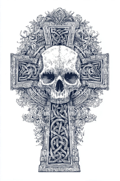 Skull Celtic Cross Tattoo Design