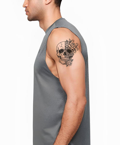 Split Sugar Skull Tattoo Design