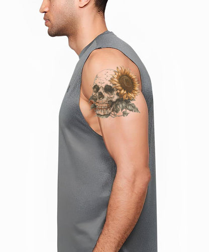 Desenho de Tatuagem de Caveira e Girassol