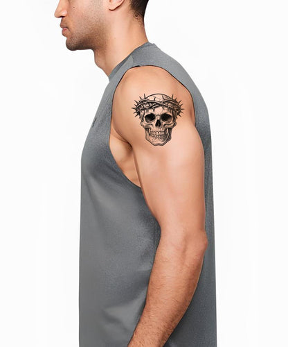 Skull Crowned with Thorns Tattoo Design