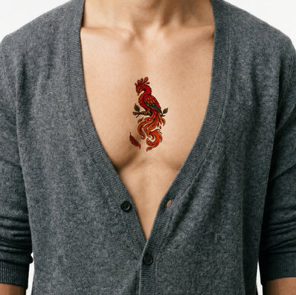 Slavic Firebird on a Branch Tattoo Design