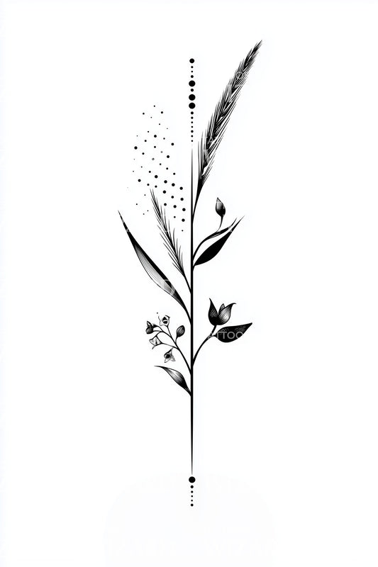 Design del tatuaggio rametto lama elegante