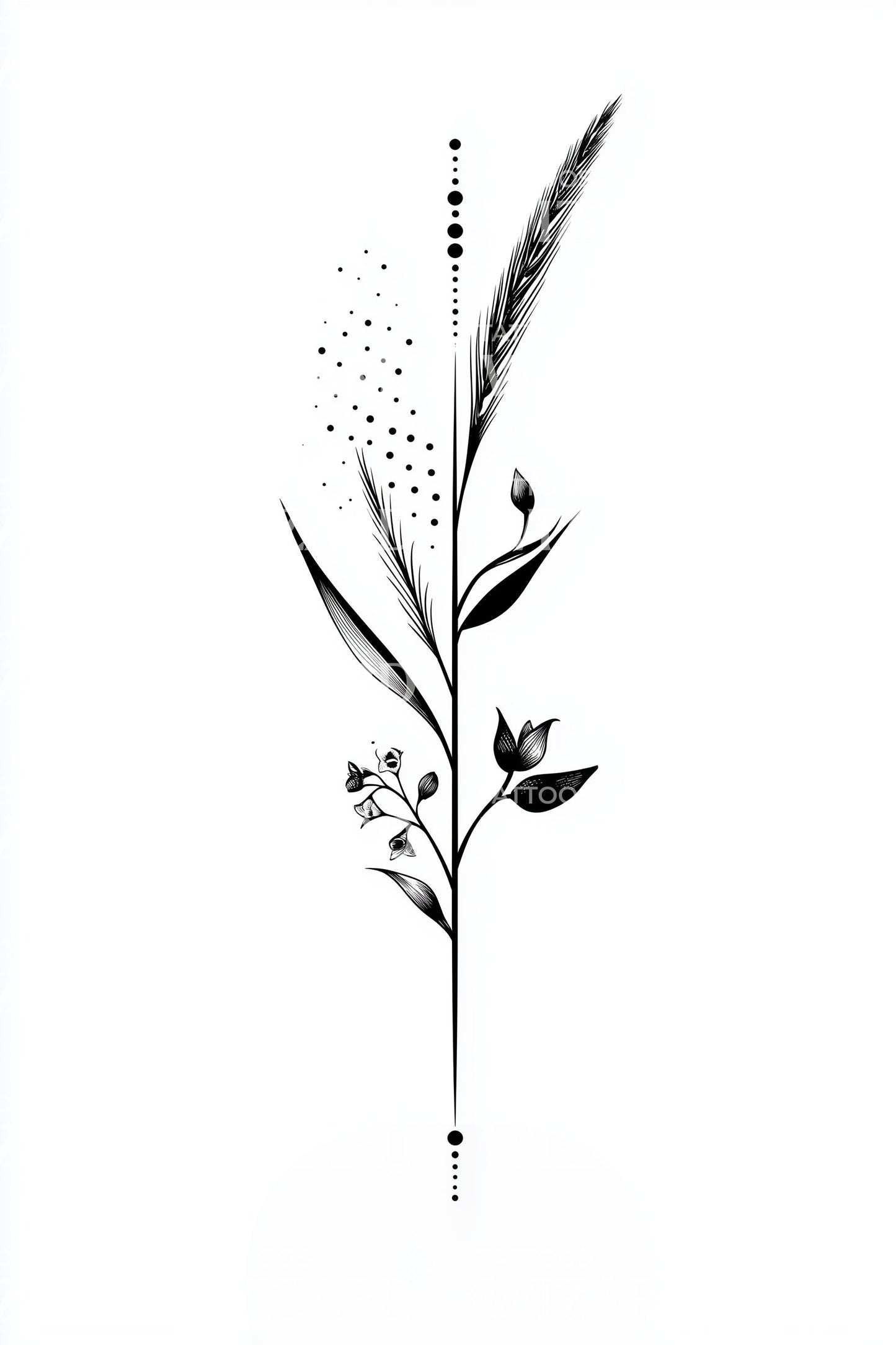 Sleek Blade Sprig Tattoo Design