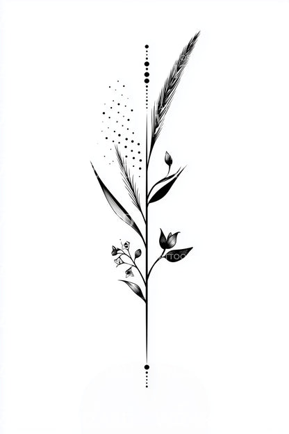 Design de Tatuagem Raminho de Lâmina Elegante