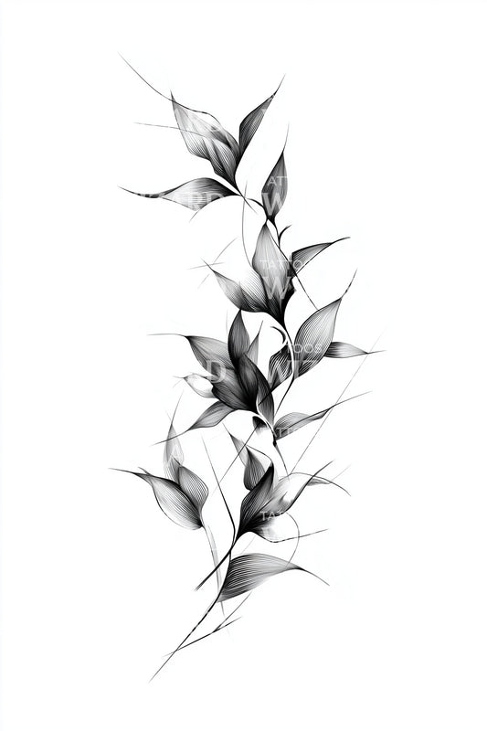 Design Tatuaggio Ramo di Foglia Elegante
