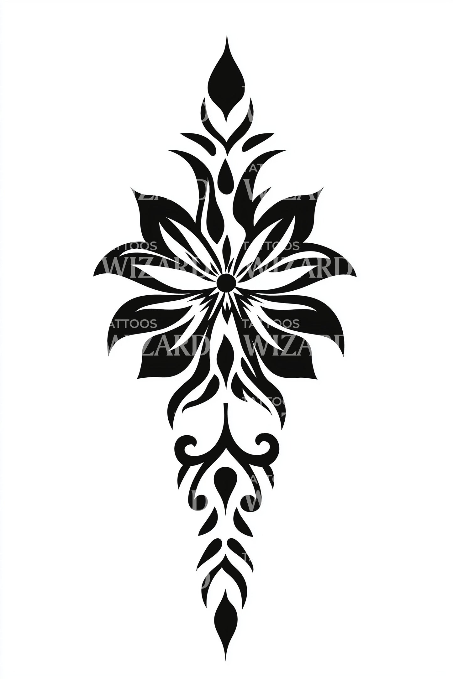 Sleek Lotus Spear Tattoo Design