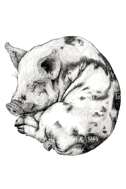 Sleeping Cat Curl Tattoo Design