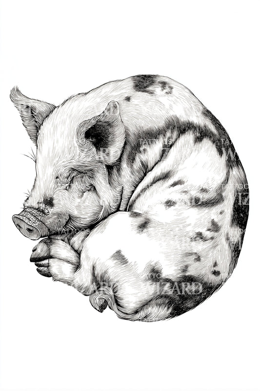 Sleeping Cat Curl Tattoo Design