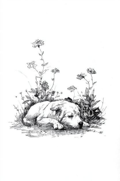 Ilustrasi Tato Padang Rusa Tidur