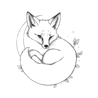 Sleeping Fox Moon Tattoo Design