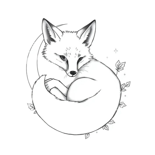 Sleeping Fox Moon Tattoo Design