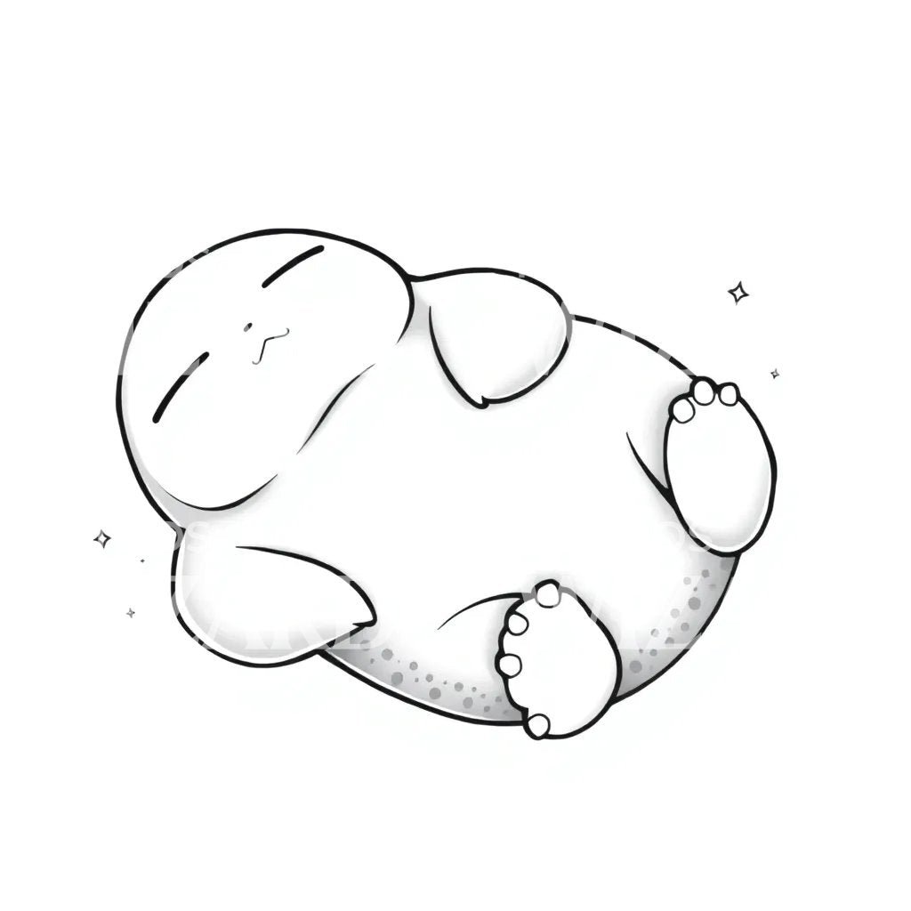 Sleeping Kawaii Blob Tattoo Design
