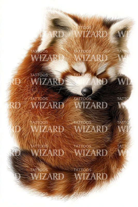 Sleeping Red Panda Tattoo Design