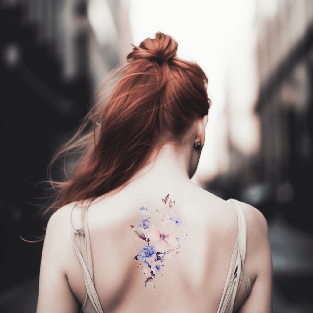 Conception de tatouage de composition de fleurs à demi-manches