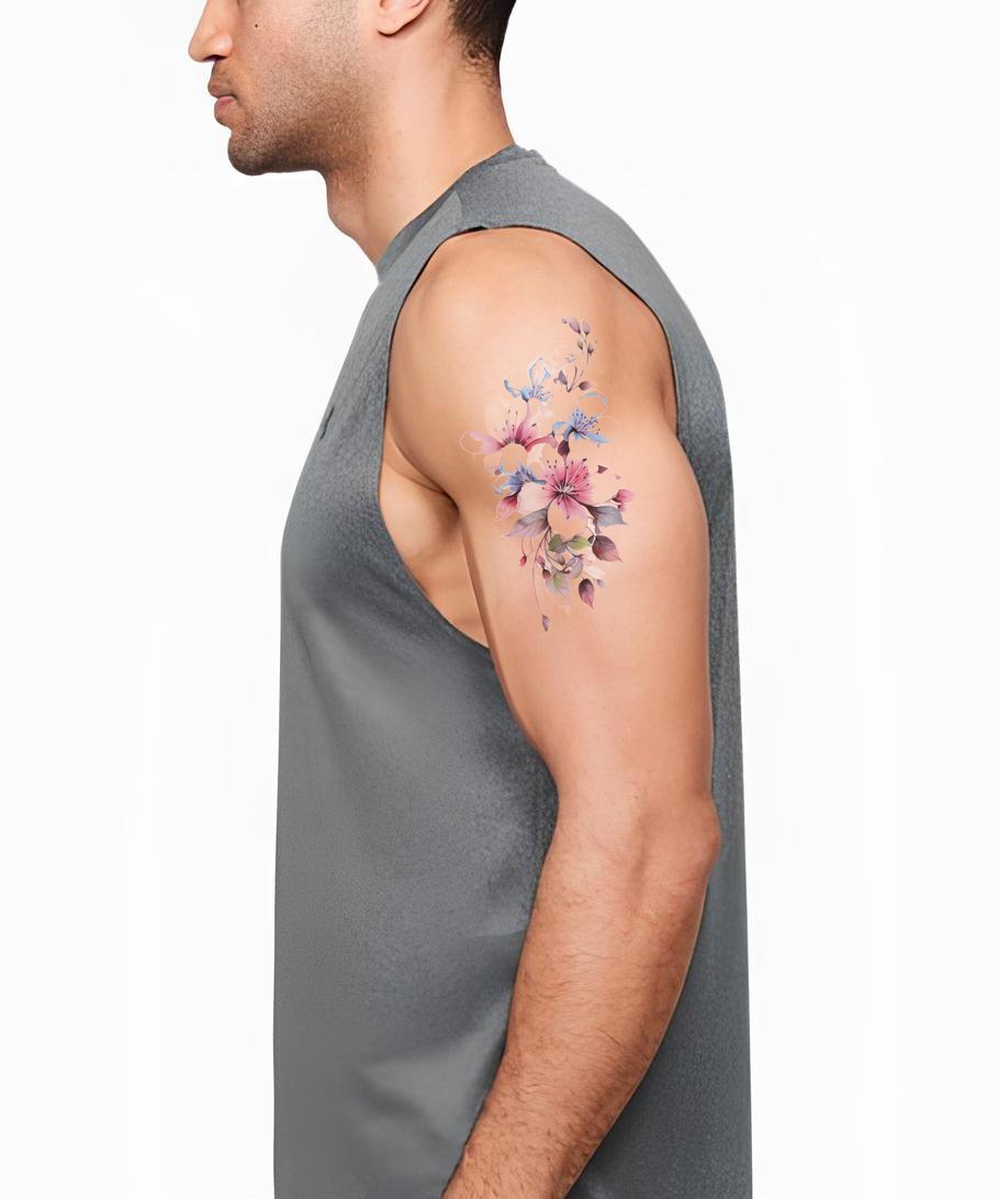 Buntes Blumen-Tattoo-Design auf dem halben Ärmel