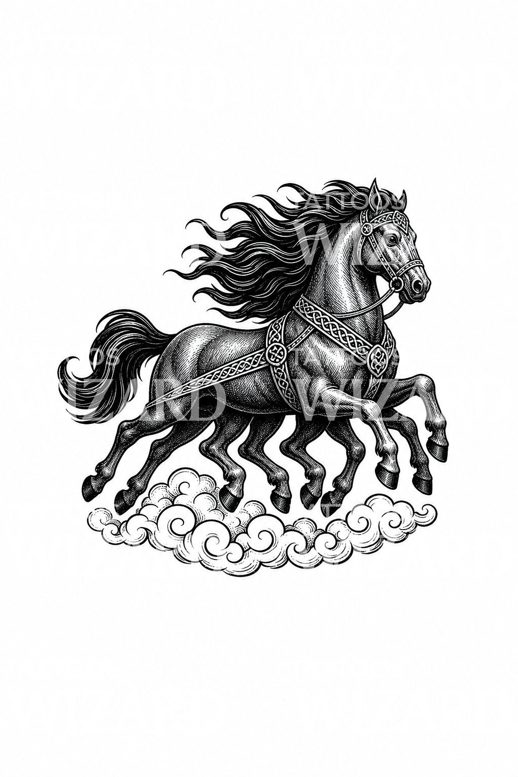Sleipnir nyolclábú paripa tetoválásminta