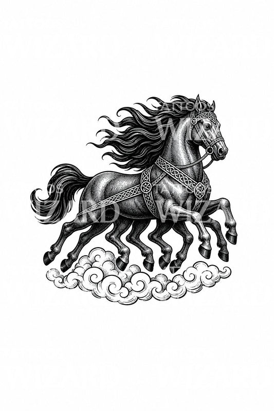 Sleipnir kahdeksanjalkainen ratsu tatuointimalli