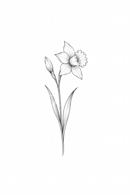Tatuaje de tallo de narciso fino en la muñeca