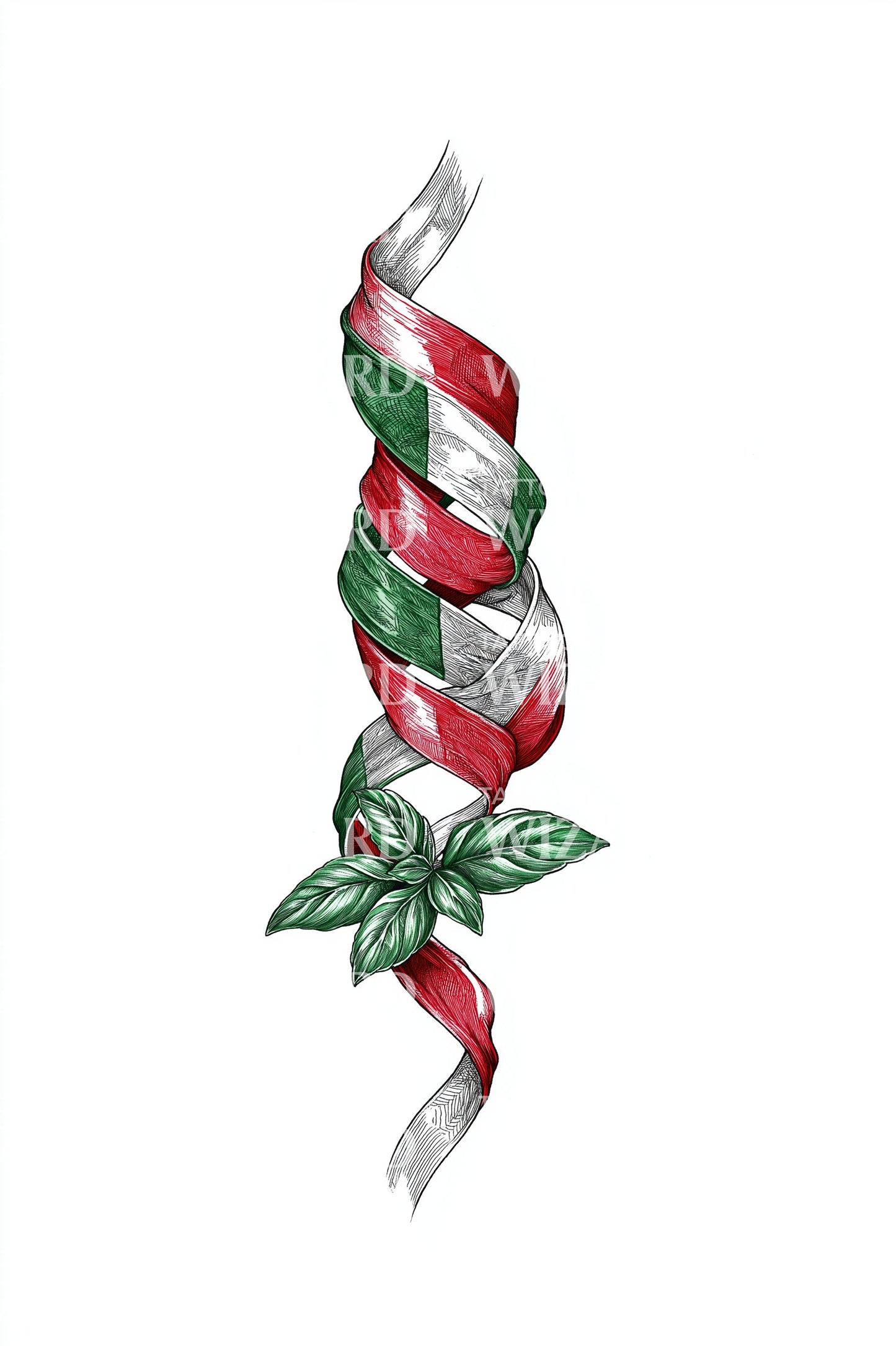 Design del tatuaggio con nastro a bandiera sottile