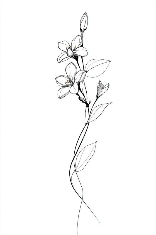 Slender Jasmine Flow Tattoo Design