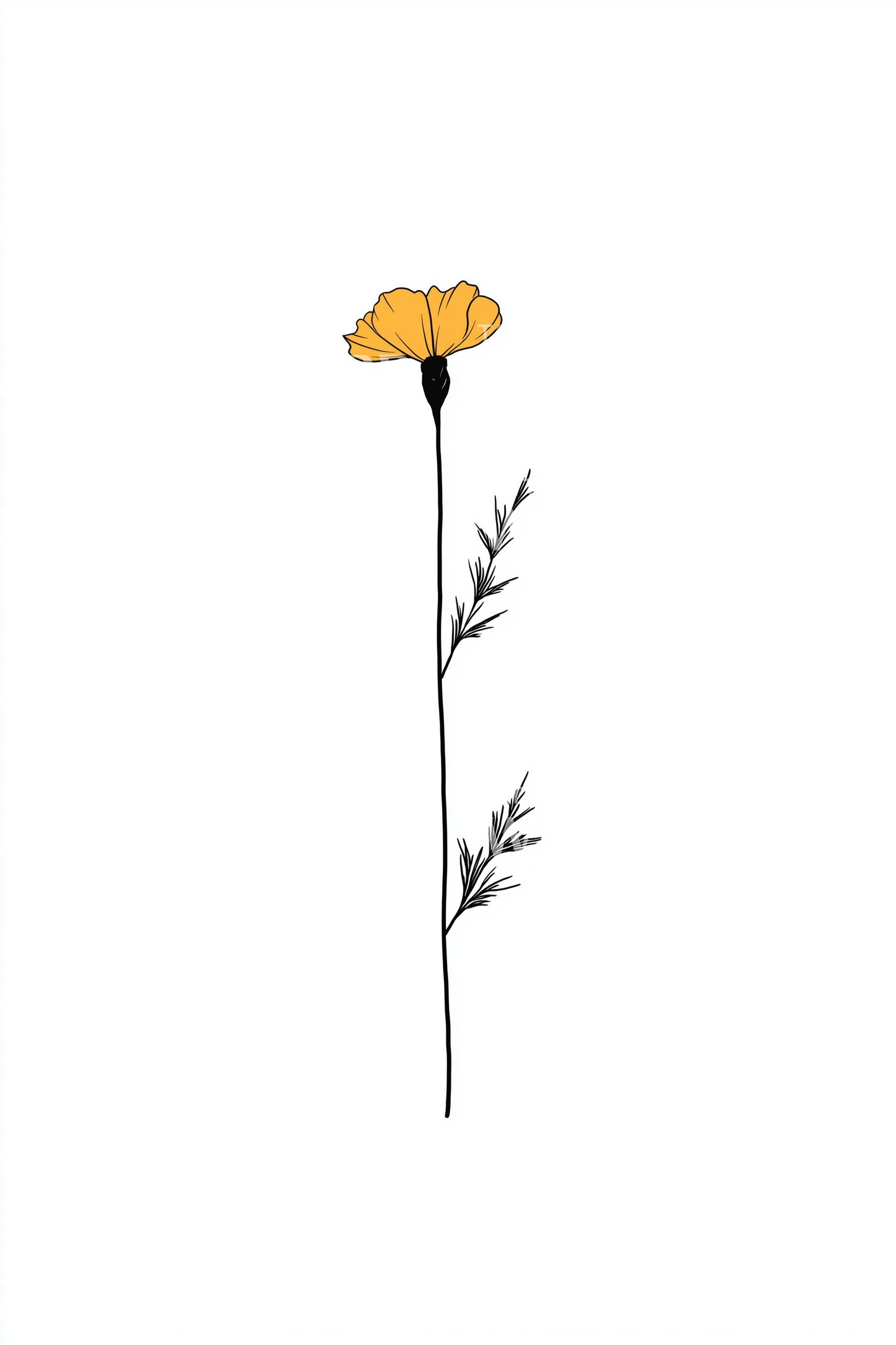 纤细单芽纹身设计
