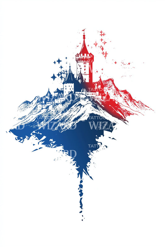Slovakia Castle Peak Tattoo Design