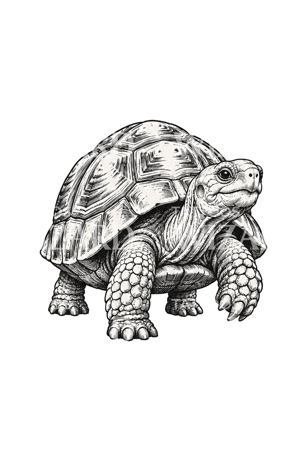 Slow and Steady Tortoise Sketch Tattoo Idea