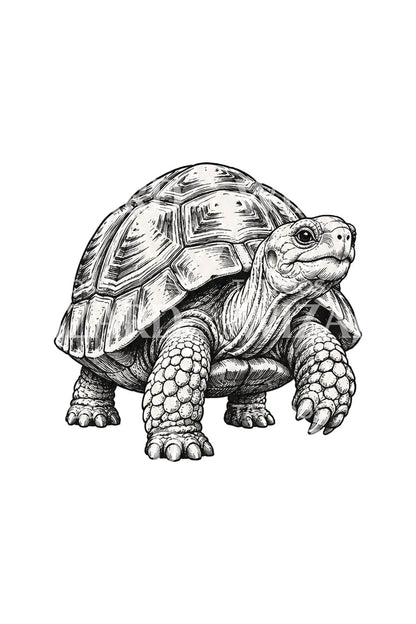 Slow and Steady Tortoise Sketch Tattoo Idea