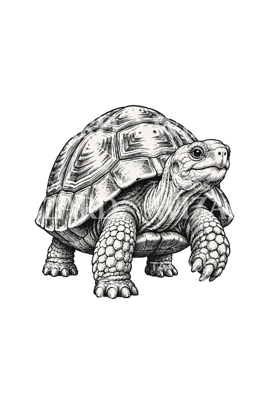 Slow and Steady Tortoise Sketch Tattoo Idea
