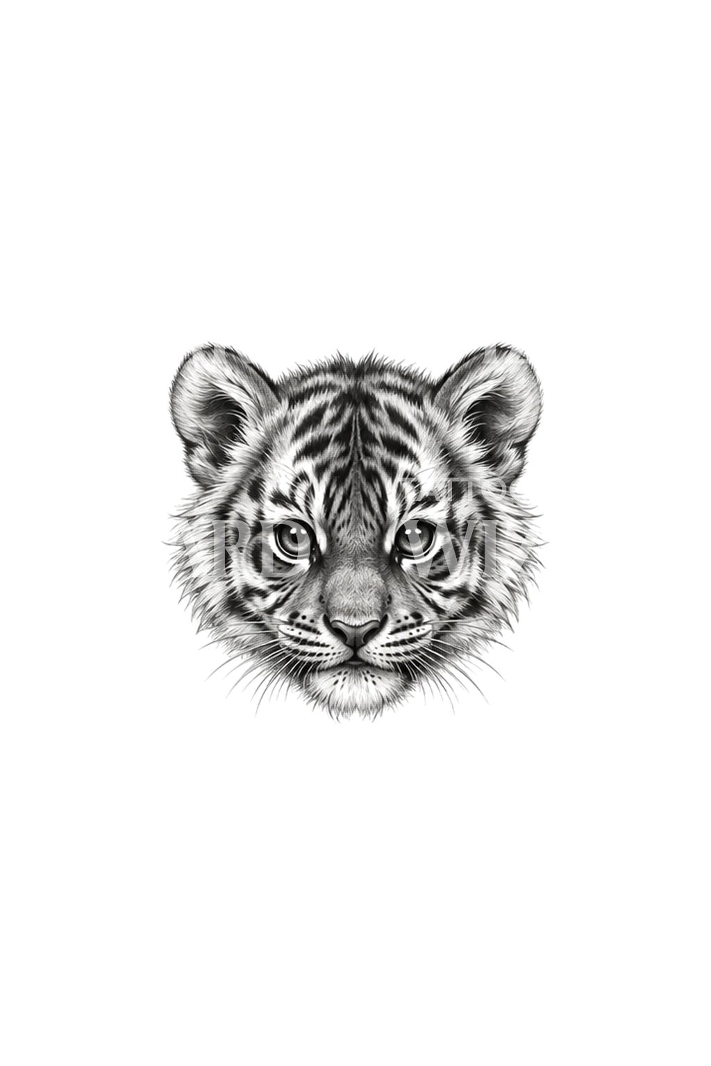 Small but Fierce Tiger Cub Micro Tattoo Idea