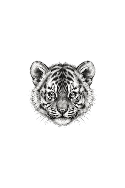 Small but Fierce Tiger Cub Micro Tattoo Idea