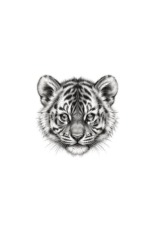 Small but Fierce Tiger Cub Micro Tattoo Idea