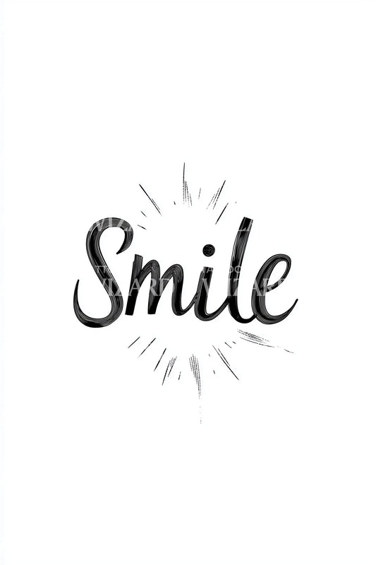 Smile Handlettered Burst Tattoo Idea