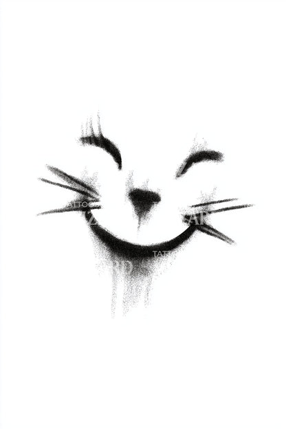 Smiling Cat Brush Tattoo Idea