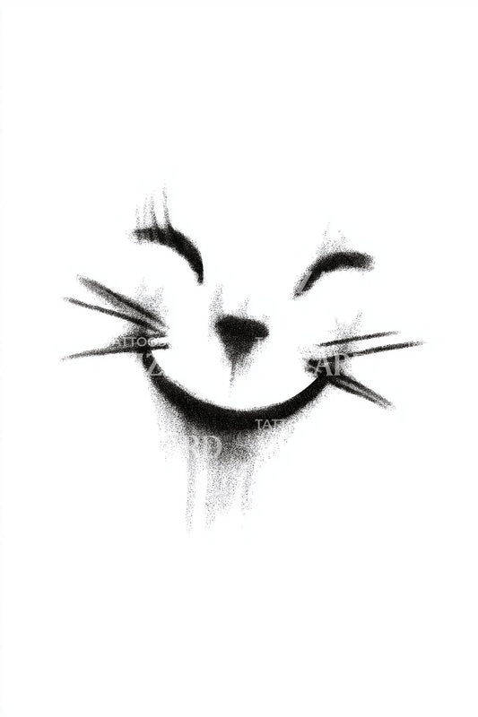 Smiling Cat Brush Tattoo Idea