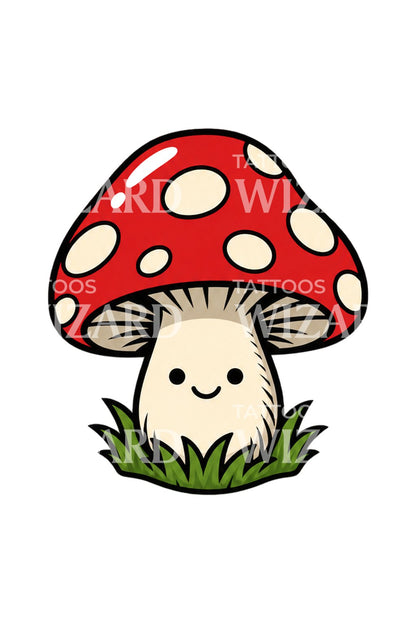 웃는 버섯 스티커 타투 아이디어