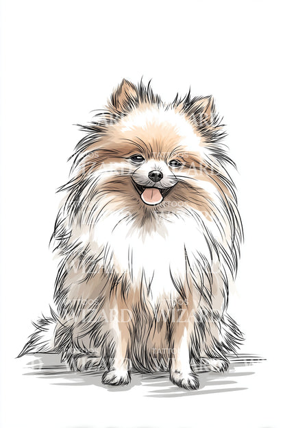 Smiling Pomeranian Portrait Tattoo Design