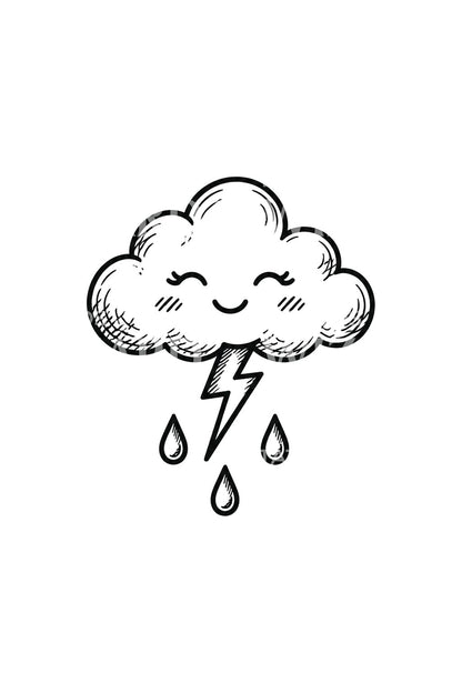 Idée de tatouage d’un nuage d’orage souriant