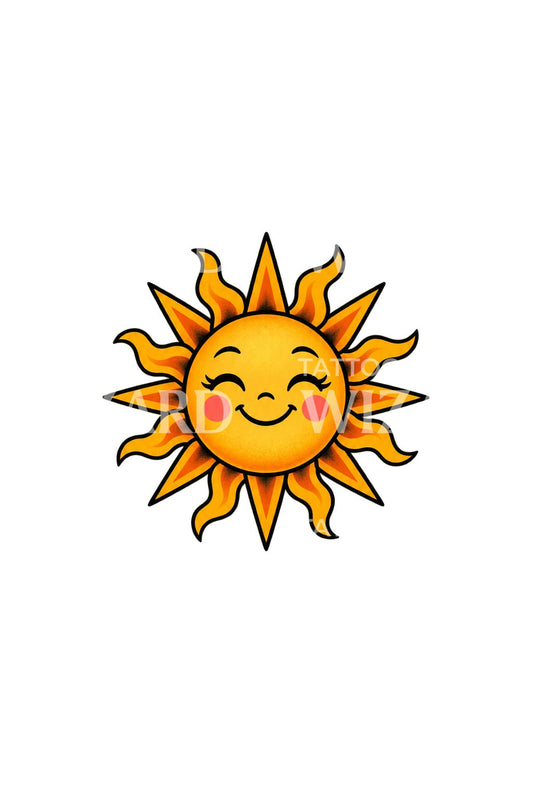 Lachende zon als sticker-tattoo-idee