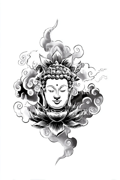烟雾女神宁静纹身插图