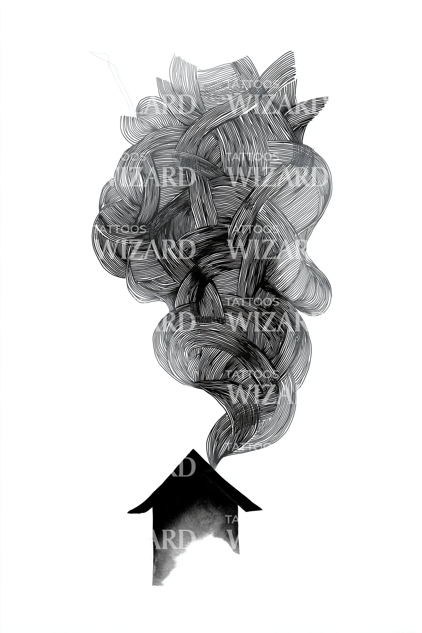 Smokestack Cabin Minimal Tattoo Design