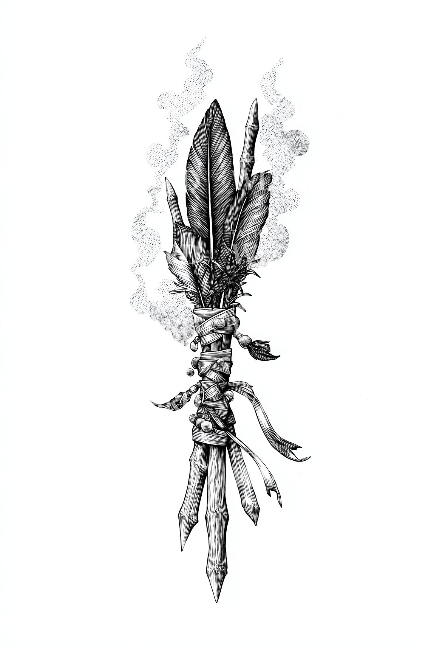 Smoky Feather Bundle Tattoo Illustration