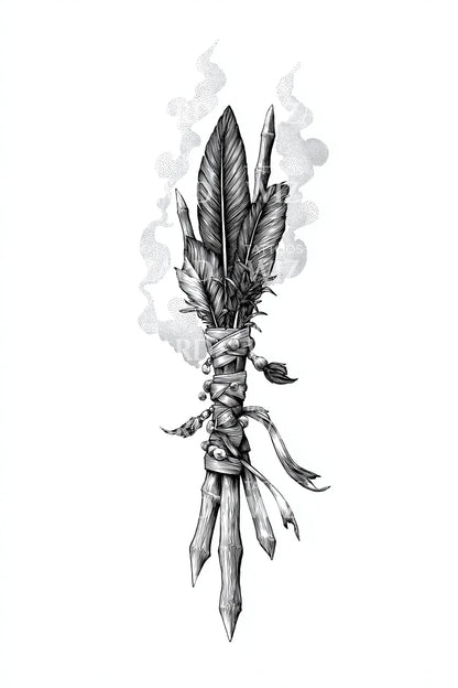 Smoky Feather Bundle Tattoo Illustration