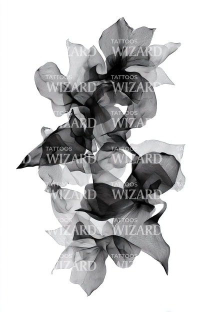 Diseño de tatuaje abstracto floral ahumado