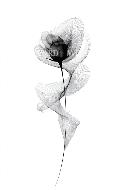 Smoky Minimal Rose Tattoo Design