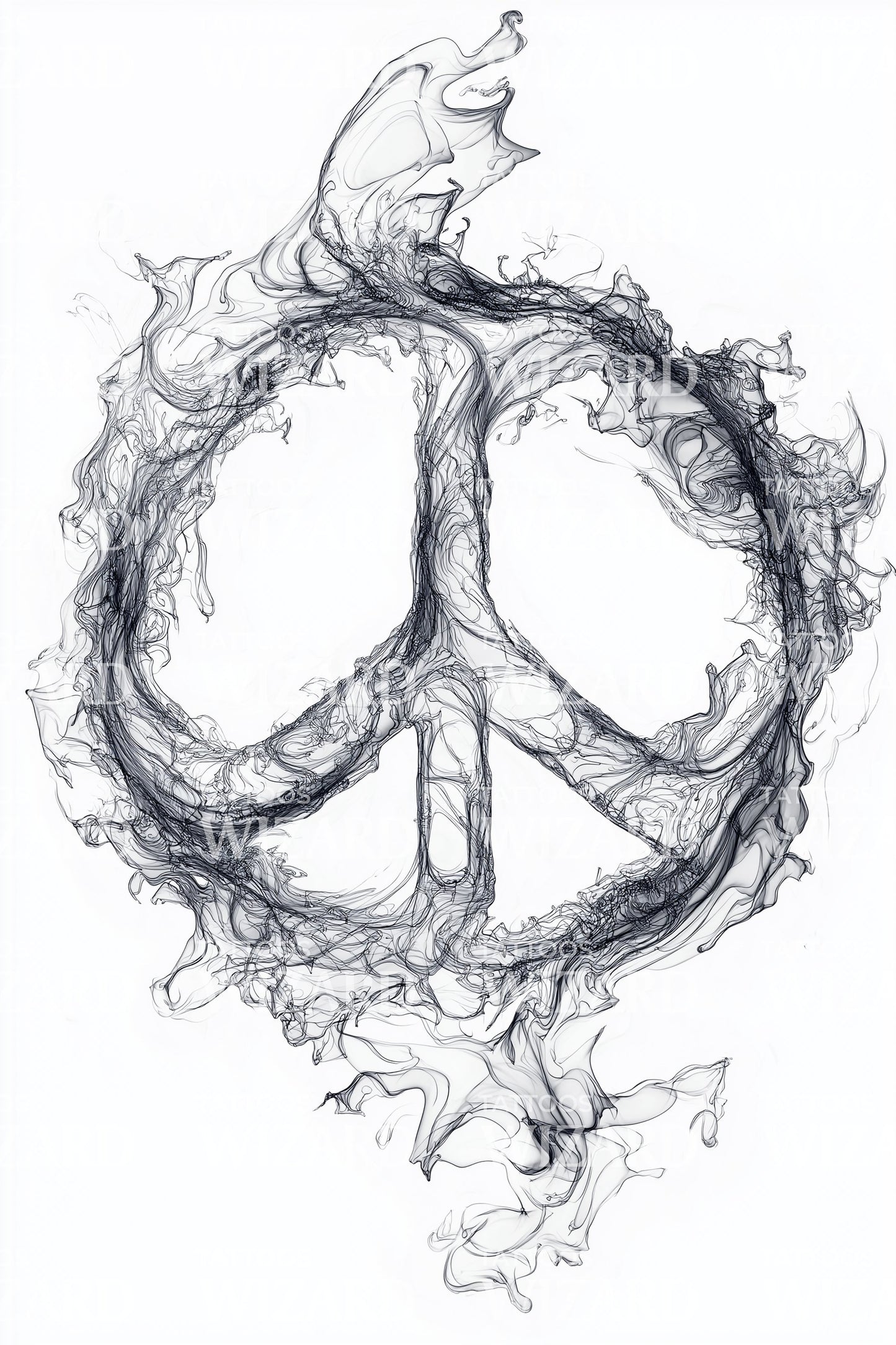 Smoky Peace Symbol Tattoo Illustration