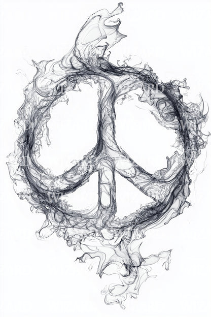 Smoky Peace Symbol Tattoo Illustration