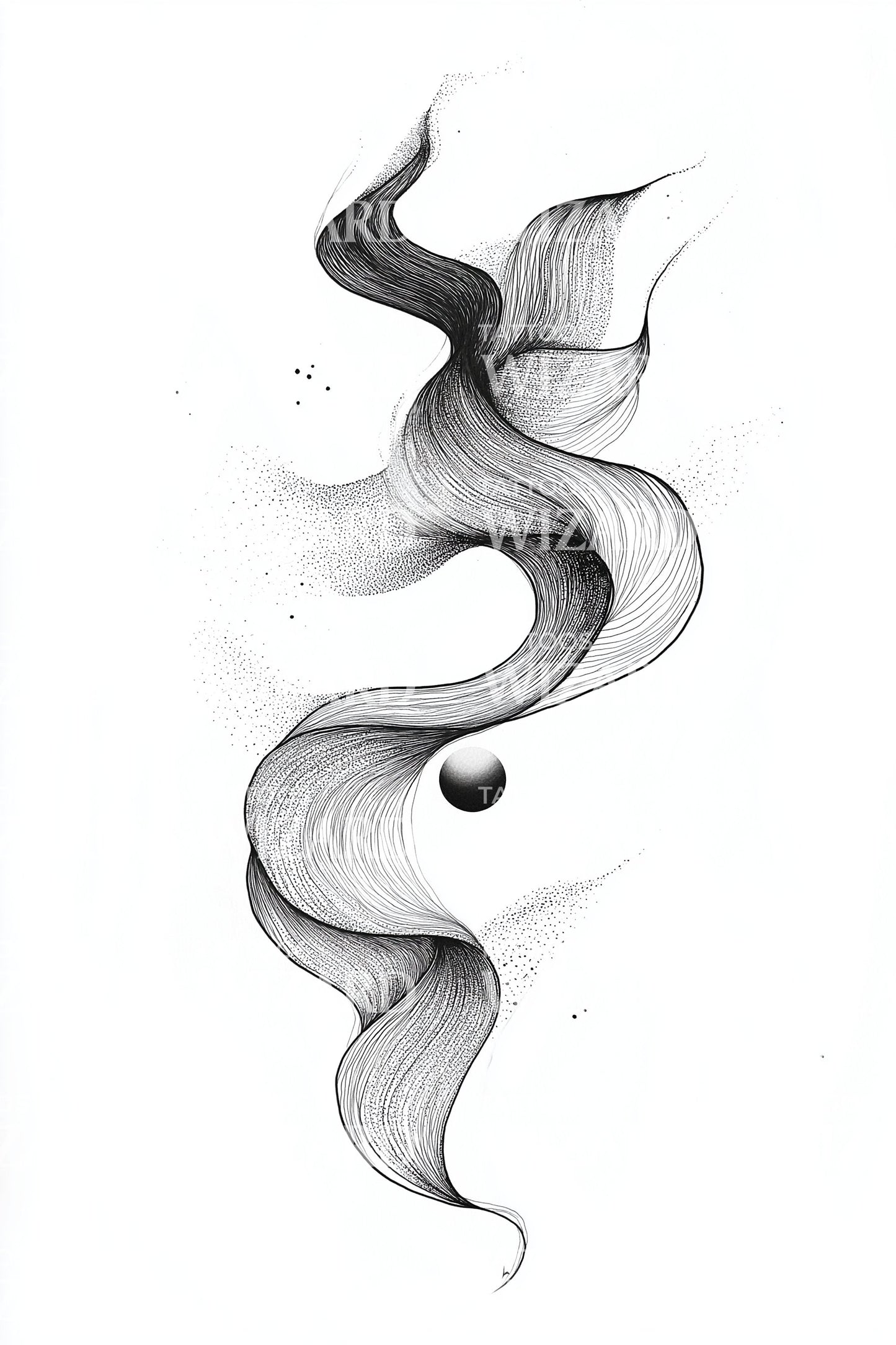 Smoky Ribbon Flow Tattoo Design